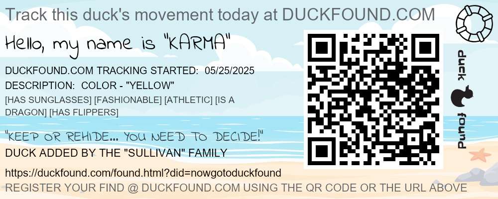 DUCKFOUND TAG - SANDY BEACH